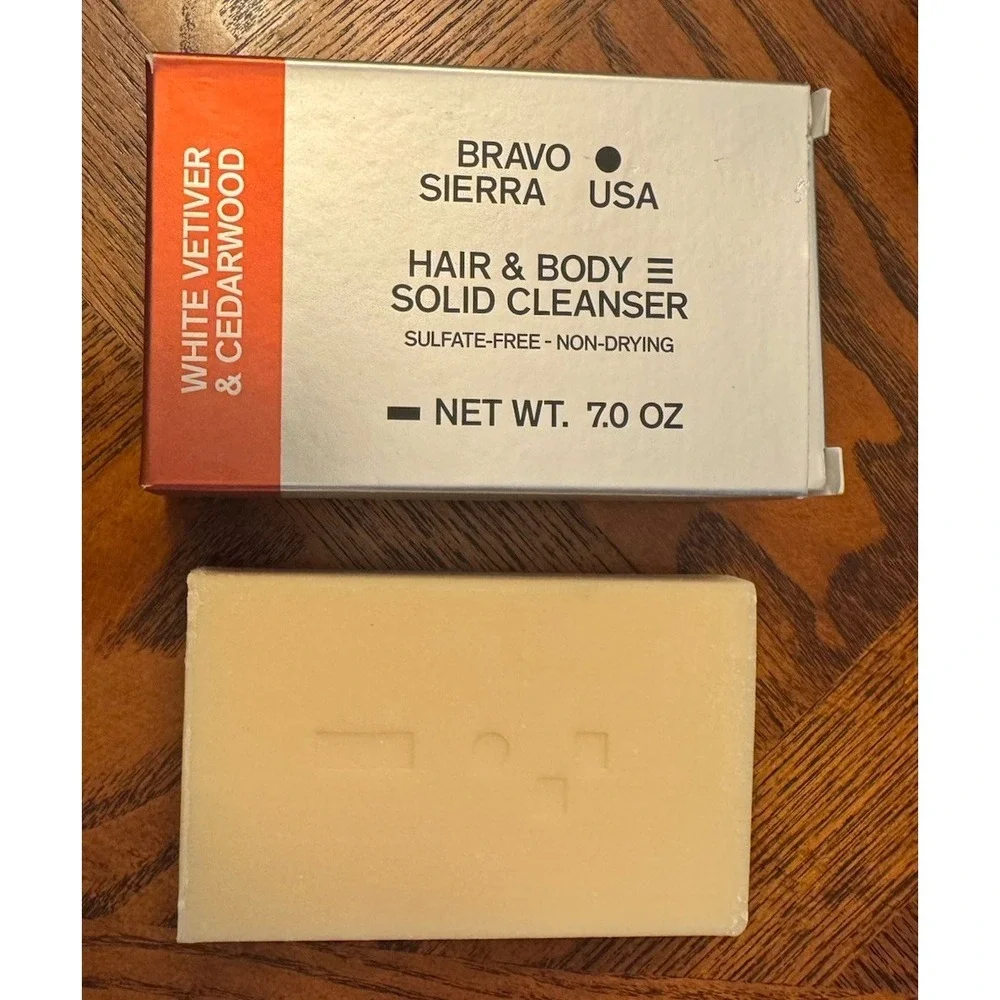Bravo Sierra USA Hair & Body Solid Cleanser‎ Bar White Vetiver Cedarwood 7oz NEW